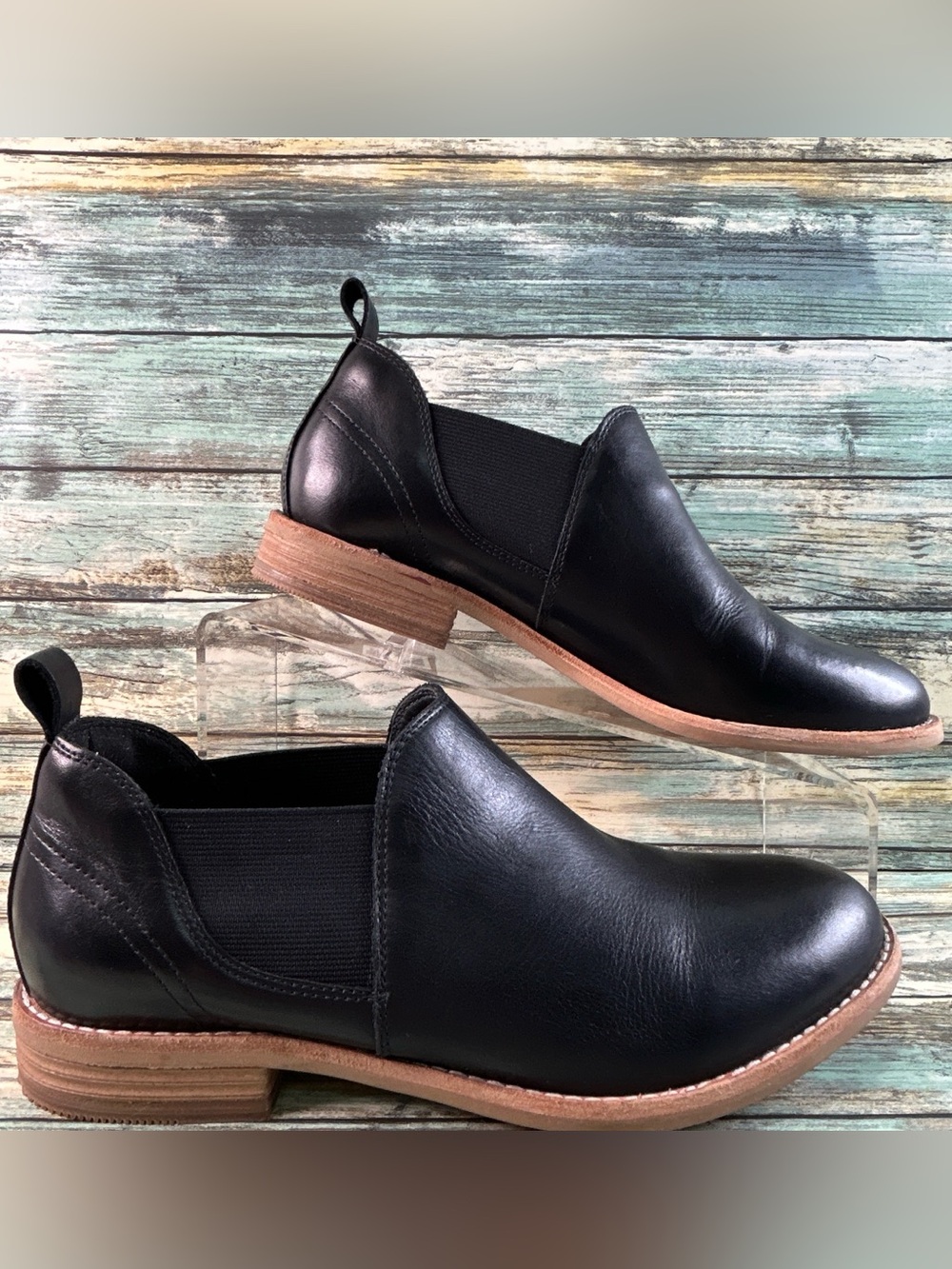 Clarks Edenvale Page Boot Womens 8.5 Black Leather Chelsea Slip On Ankle Comfort